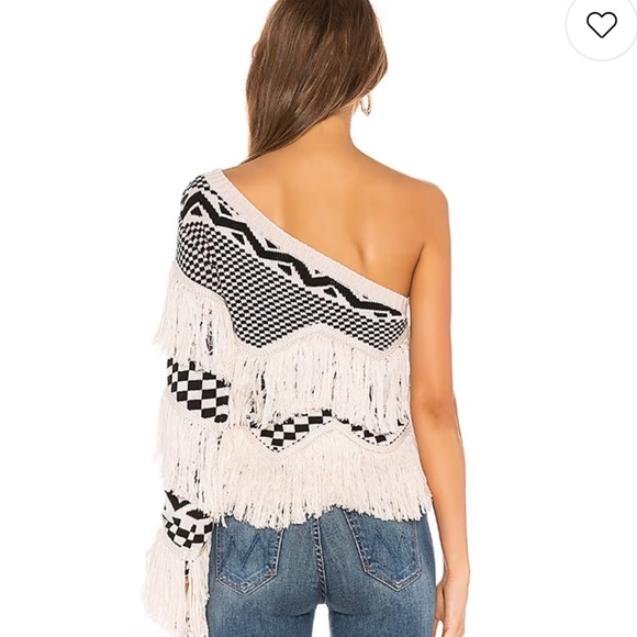 House of Harlow Revolve Noa Sweater in Bone Fringe Off Shoulder XXS Wool Party - Picture 12 of 13